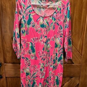 Lilly Pulitzer Vibrant Pink and Green Toucan Dress
